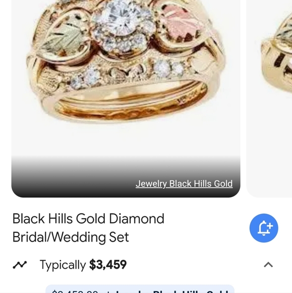 Black hills gold engagement ring with anniversary and wedding band - Picture 3 of 4